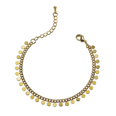 Gold Disc Charm Bracelet for Women - namana.london