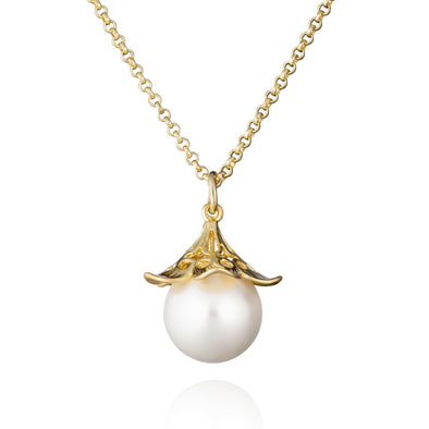 Large Gold Pearl Pendant Necklace for Women - namana.london