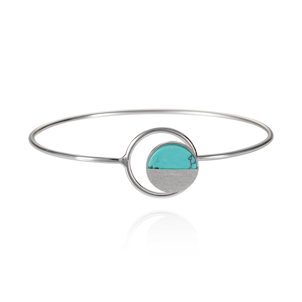 Disc Bangle Bracelet with a Blue Turquoise