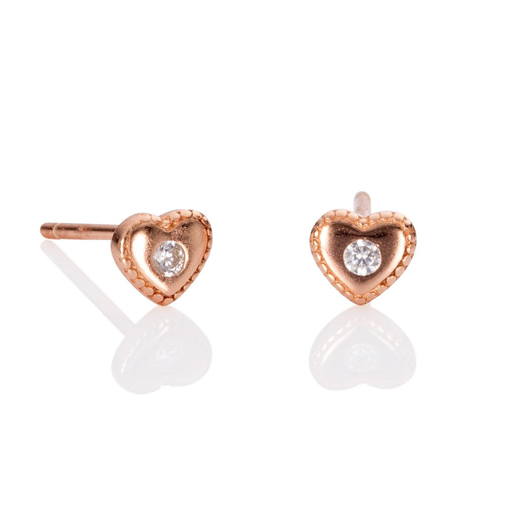Rose Gold Mini Heart Stud Earrings for Women