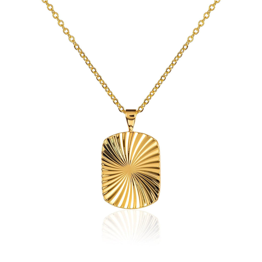 Gold Plated Diamond Cut Medallion Pendant Necklace for Women - namana.london