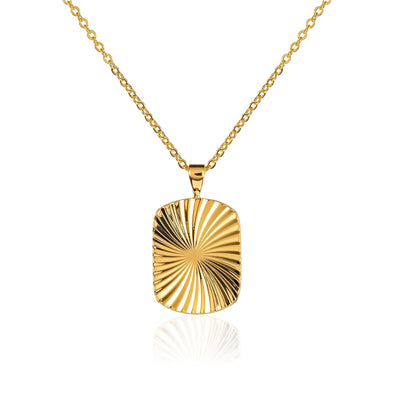 Gold Plated Diamond Cut Medallion Pendant Necklace for Women - namana.london