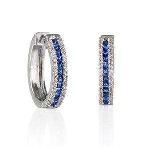 Hoop Earrings with Blue Cubic Zirconia Stones - namana.london