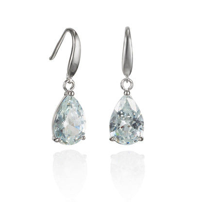 Pear Drop Earrings with White Cubic Zirconia - namana.london