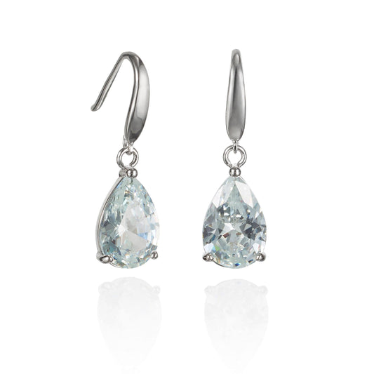 Pear Drop Earrings with White Cubic Zirconia - namana.london