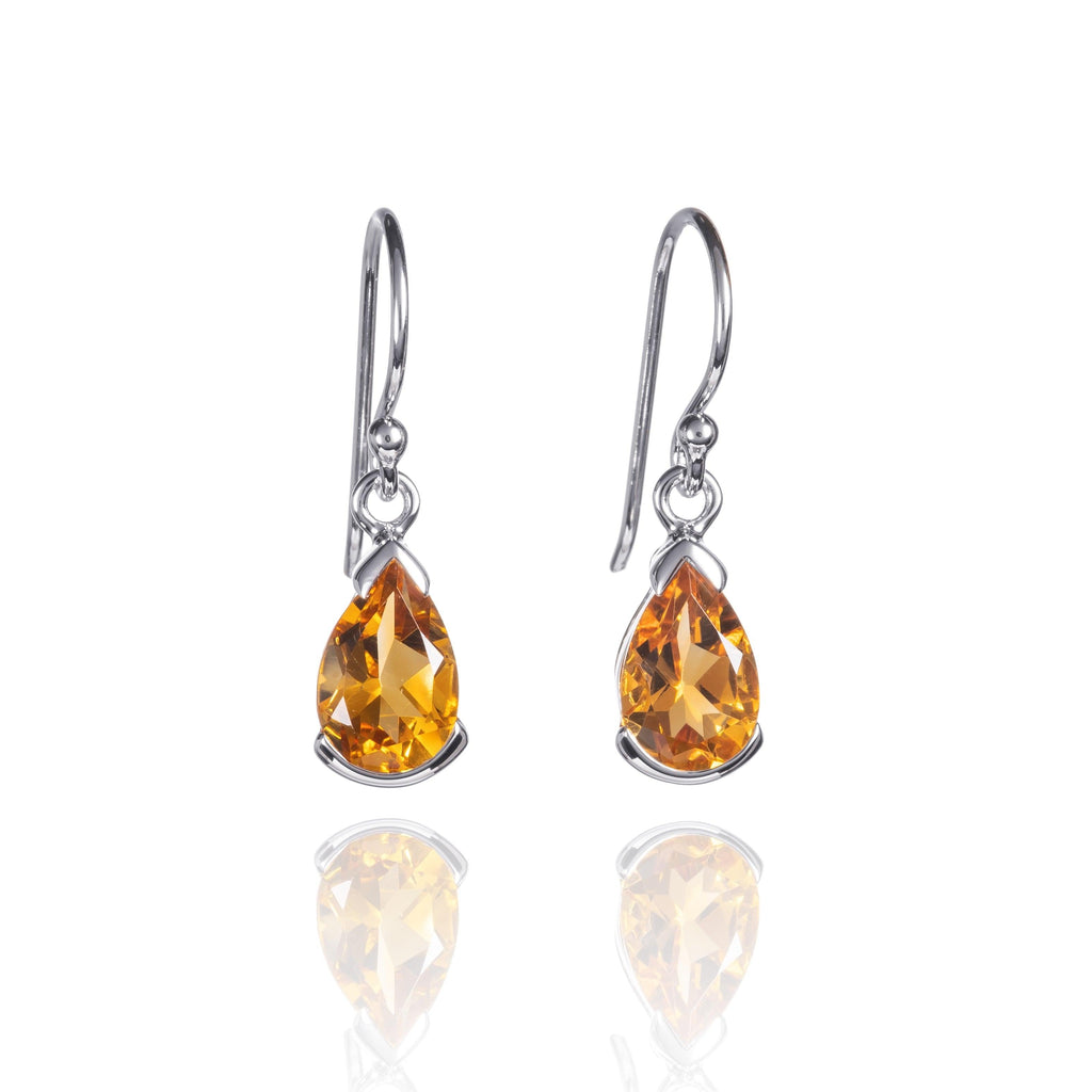 925 Sterling Silver Drop Earrings with Citrine Gemstones - namana.london