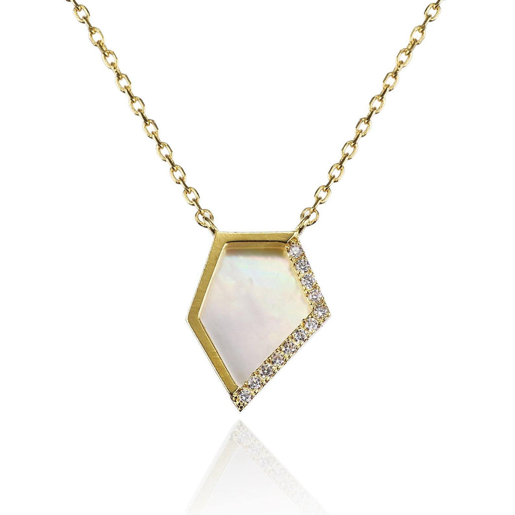 Mother of Pearl Gold Pendant Necklace for Women