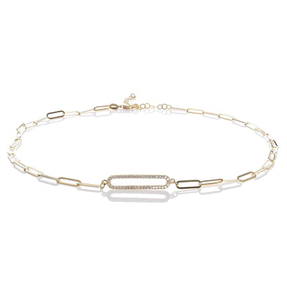 Gold Plated Link Chain Choker Necklace for Women with Cubic Zirconia Stones - namana.london