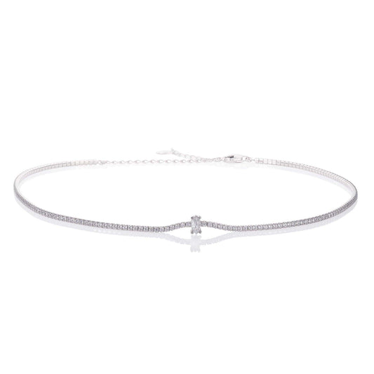 925 Sterling Silver Marquise Choker Necklace for Women with Cubic Zirconia Stones - namana.london