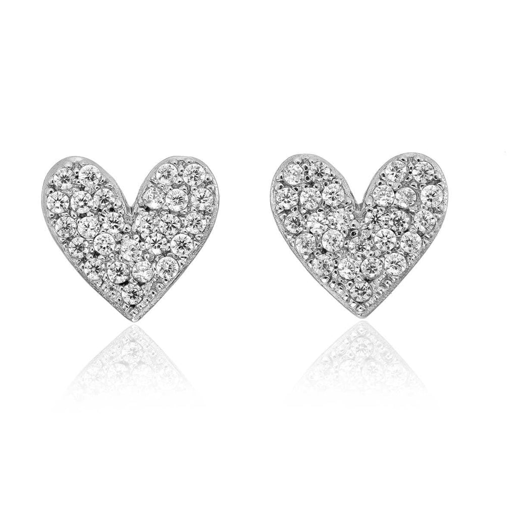 925 Sterling Silver Heart Stud Earrings for Women