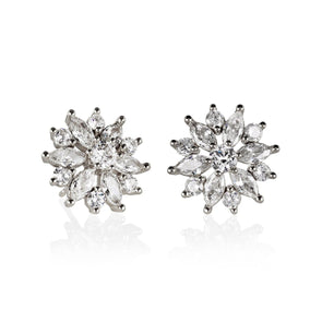 Large Cubic Zirconia Flower Stud Earrings for Women - namana.london