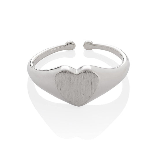 Adjustable Signet Ring for Women in a Heart Motif - namana.london
