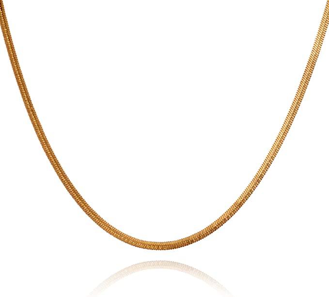 Gold Plated Herringbone Necklace for Women
