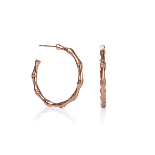 Rose Gold Bamboo Hoop Earrings for Women - namana.london