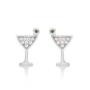 925 Sterling Silver Cocktail Glass Stud Earrings for Women - namana.london