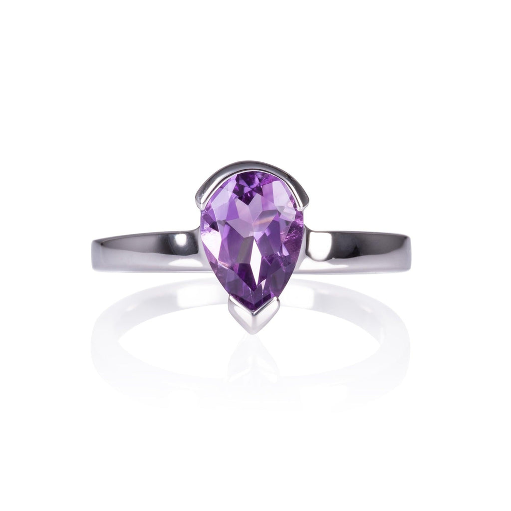 Pear Shaped Amethyst Ring for Women in 925 Sterling Silver - namana.london
