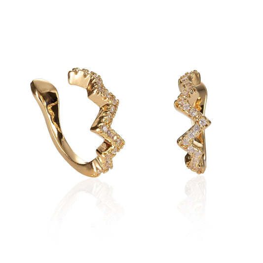 Pair of Gold Zig Zag Ear Cuff Earrings - namana.london