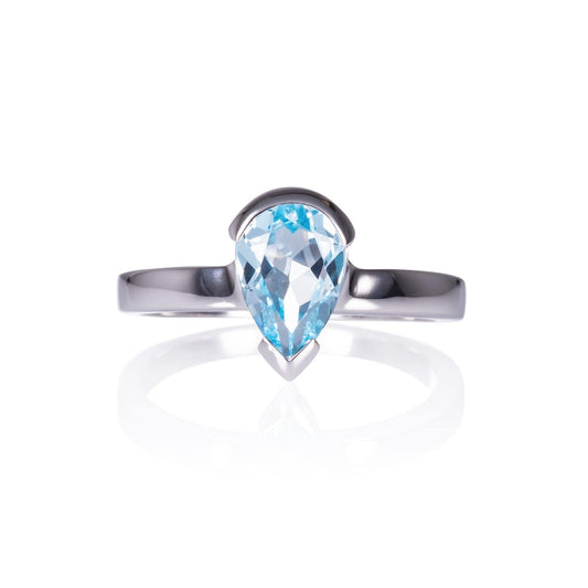 Pear Shaped Blue Topaz Ring for Women in 925 Sterling Silver - namana.london