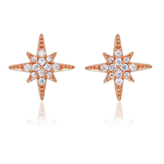Rose Gold North Star Stud Earrings for Women - namana.london