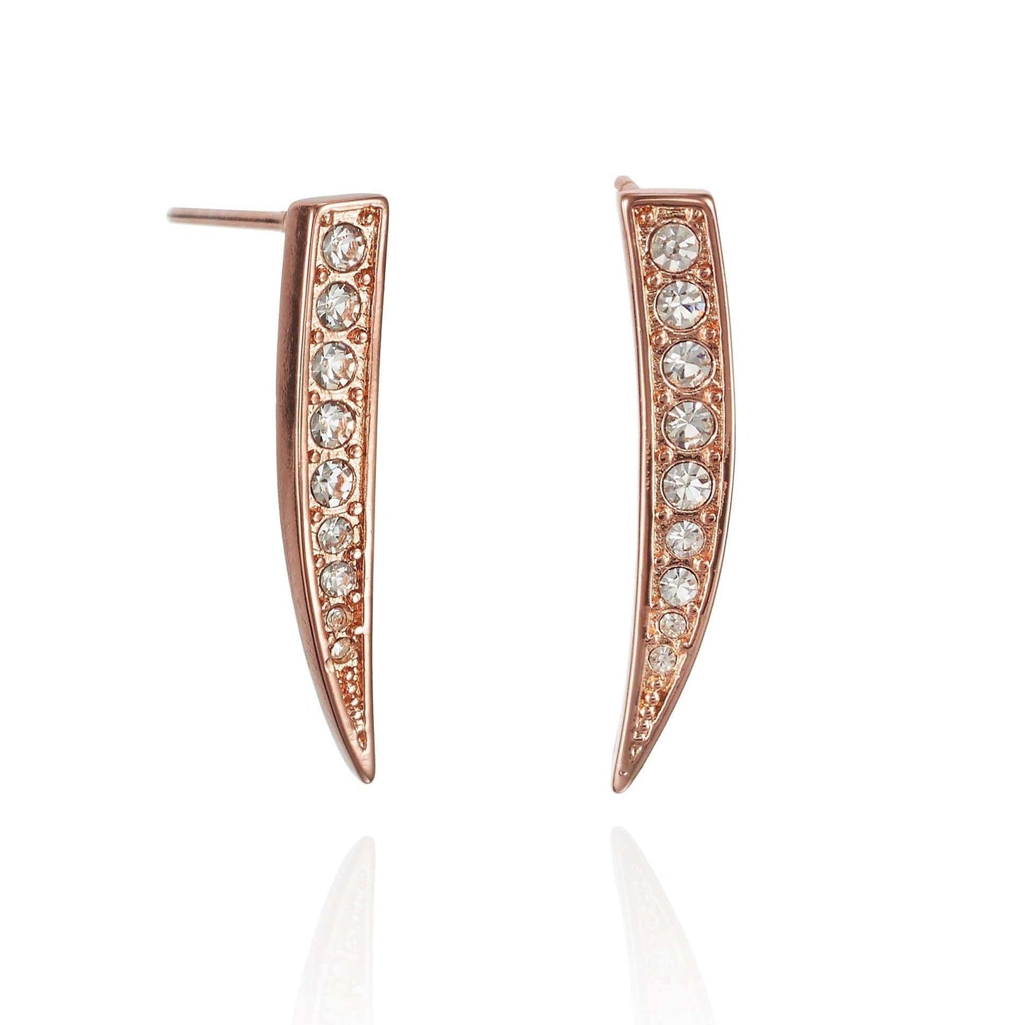 Rose Gold Spear Earrings Set with Cubic Zirconia - namana.london