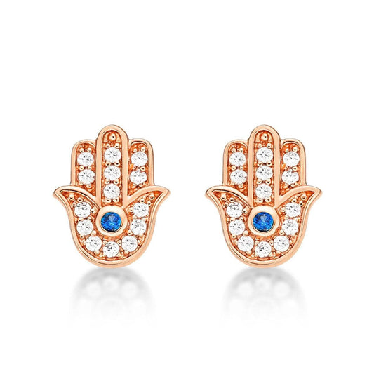 Rose Gold Hamza Hand Stud Earrings for Women - namana.london