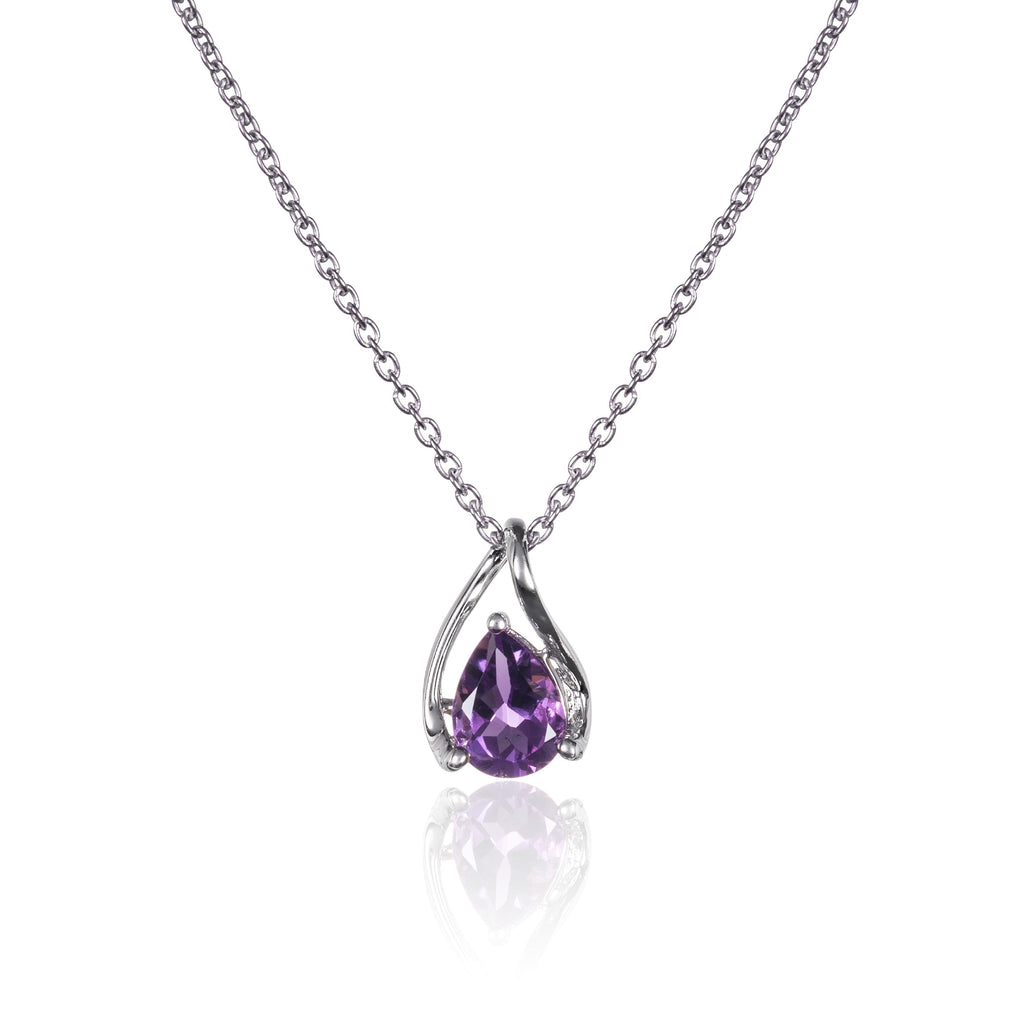 925 Sterling Silver Amethyst Gemstone Pendant Necklace - namana.london