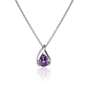 925 Sterling Silver Amethyst Gemstone Pendant Necklace - namana.london