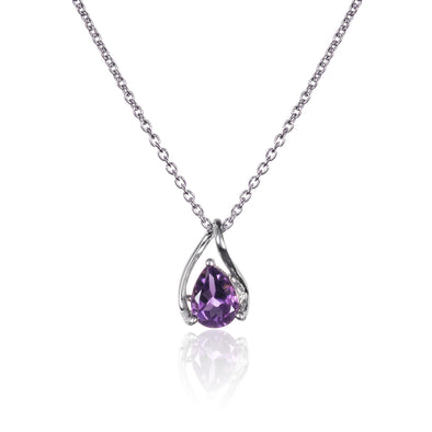 925 Sterling Silver Amethyst Gemstone Pendant Necklace - namana.london