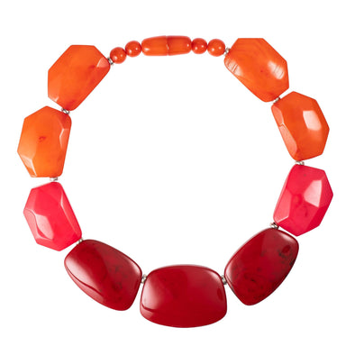 Chunky Red, Pink and Orange Statement Necklace for Women - namana.london