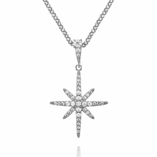 North Star Pendant Necklace with Cubic Zirconia - namana.london