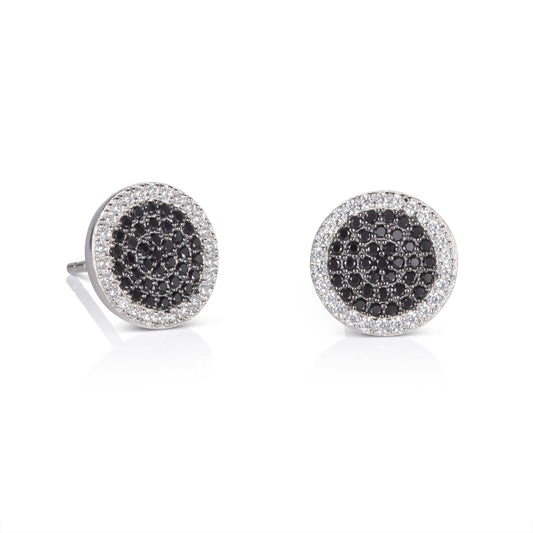 925 Sterling Silver Black and White Disc Earrings for Women - namana.london