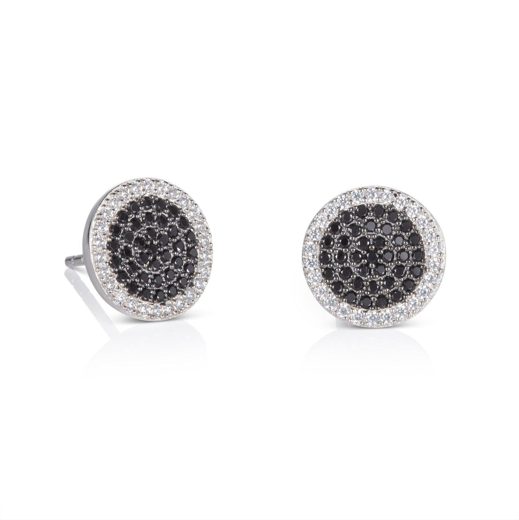 925 Sterling Silver Black and White Disc Earrings for Women