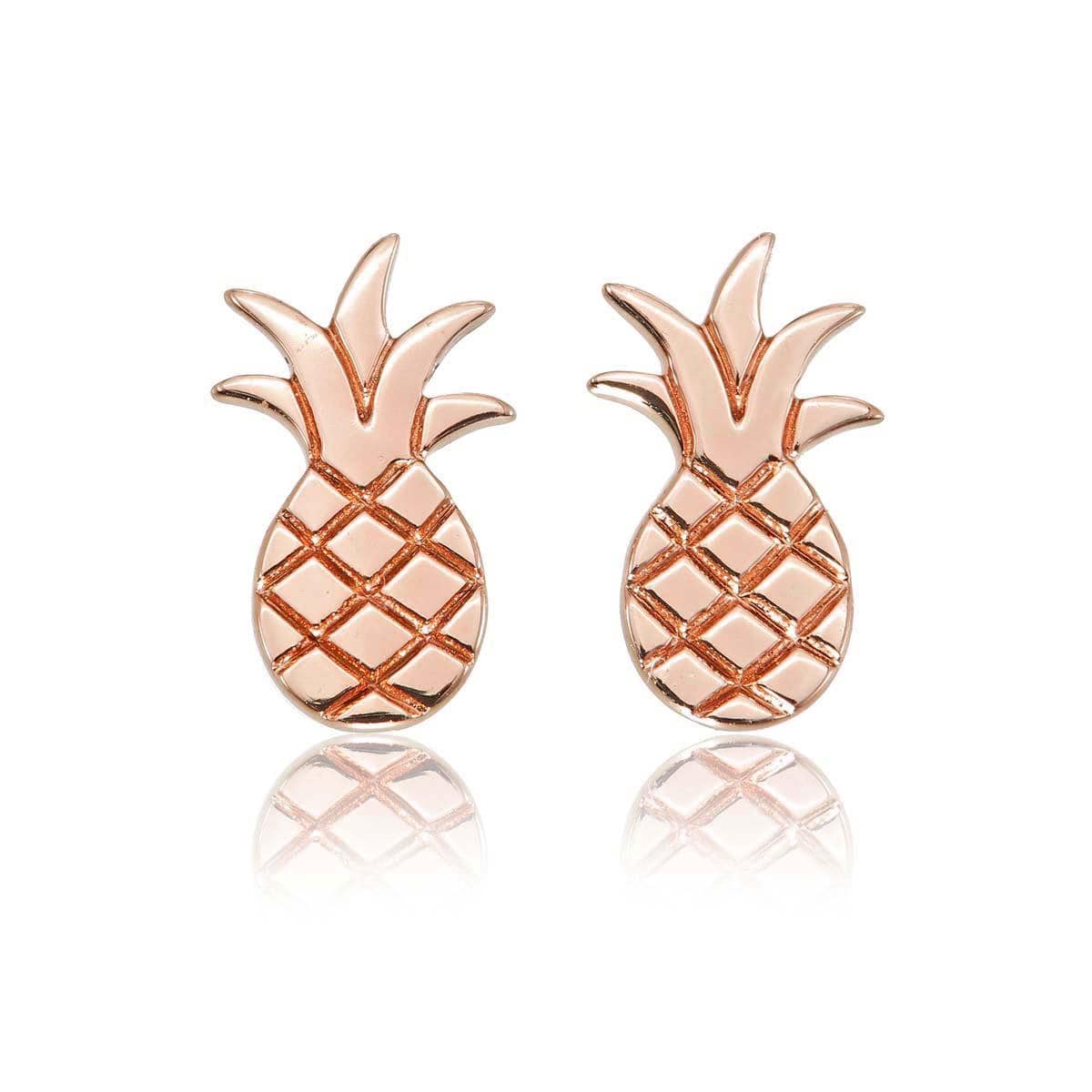 Small Rose Gold Pineapple Stud Earrings for Women - namana.london