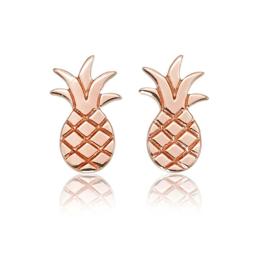 Small Rose Gold Pineapple Stud Earrings for Women - namana.london