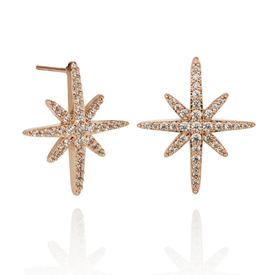 North Star Rose Gold Earrings with Cubic Zirconia - namana.london