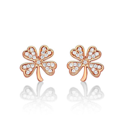 Rose Gold 4 Leaf Clover Stud Earrings for Women - namana.london