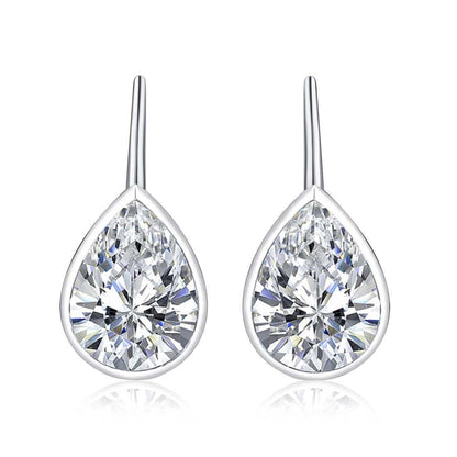 925 Sterling Silver Leverback Cubic Zirconia Drop Earrings - namana.london