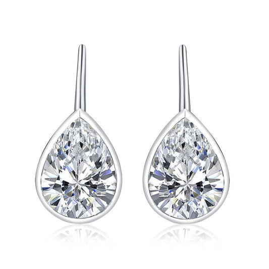 925 Sterling Silver Leverback Cubic Zirconia Drop Earrings - namana.london
