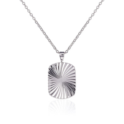 Diamond Cut Rectangle Medallion Pendant Necklace for Women - namana.london