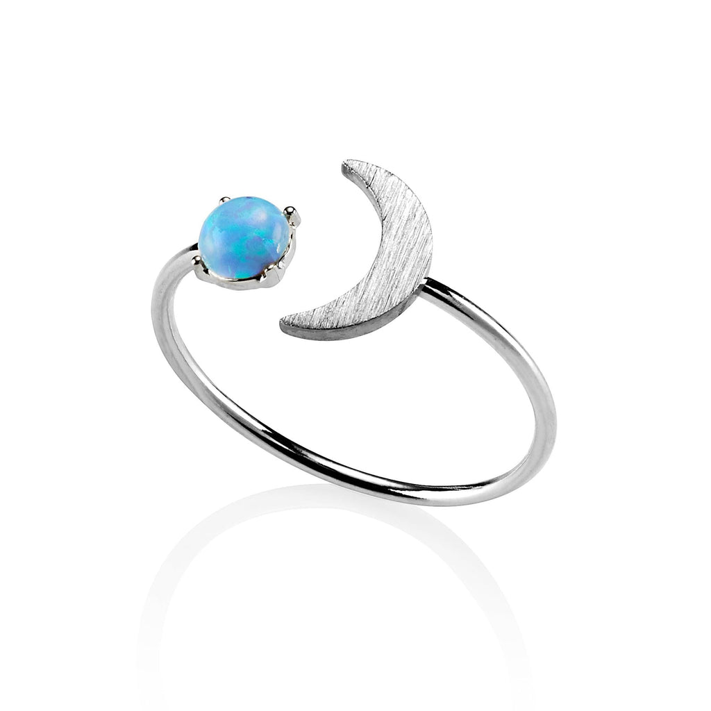 Adjustable Blue Opal Ring for Women - namana.london