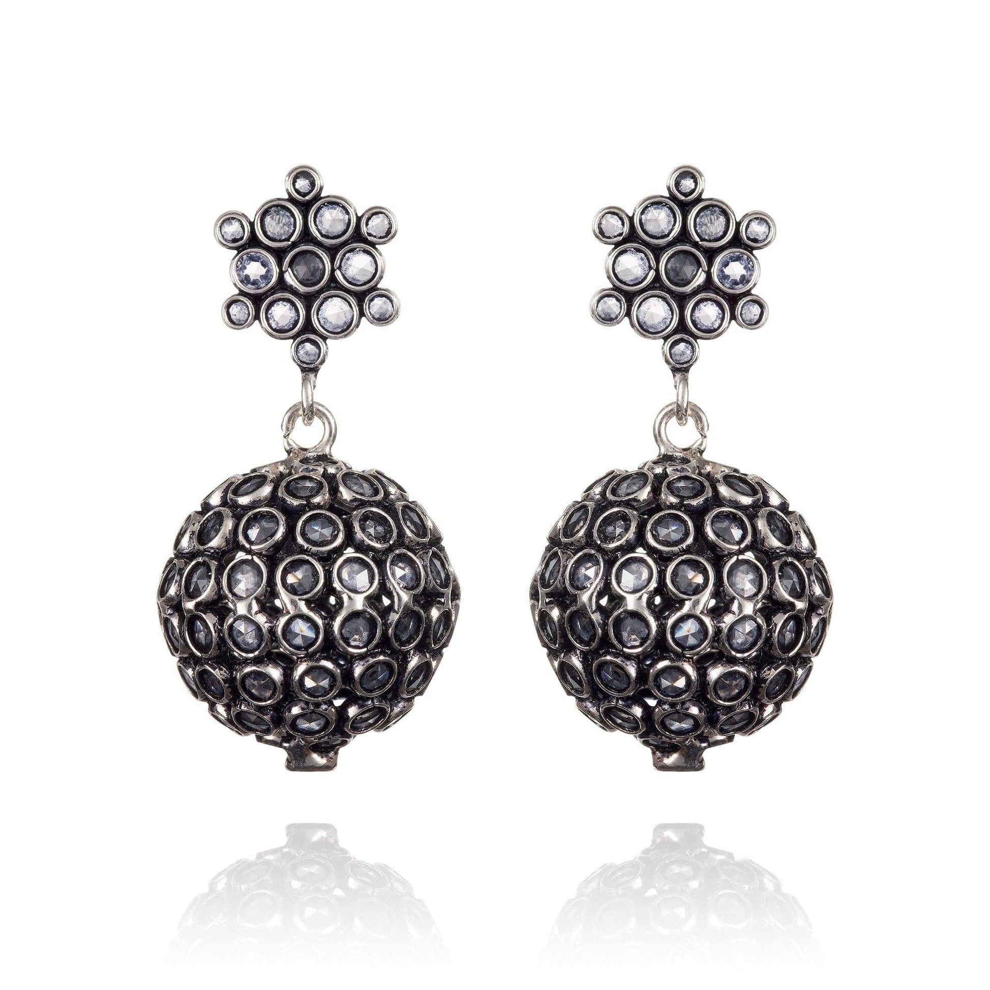 Sterling Silver Oxidized Ball Earrings For Women - namana.london