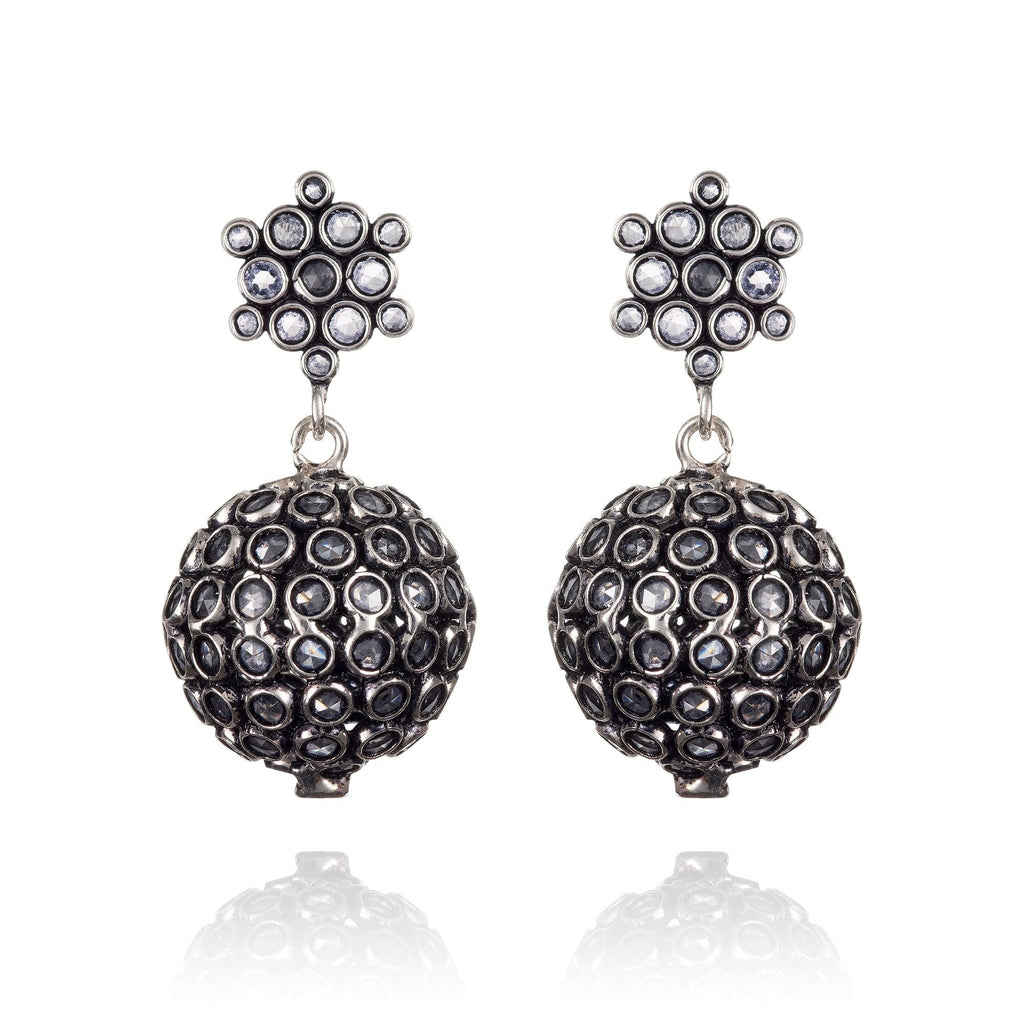 Sterling Silver Oxidized Ball Earrings For Women - namana.london