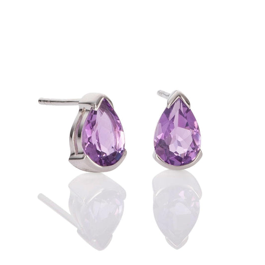 925 Sterling Silver Stud Earrings with Amethyst Gemstones - namana.london