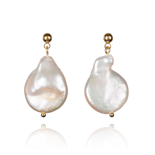 Gold Plated Baroque Pearl Earrings for Women - namana.london