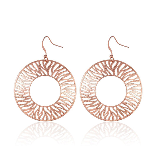 Large Rose Gold Zebra Cut Dangle Earrings for Women - namana.london