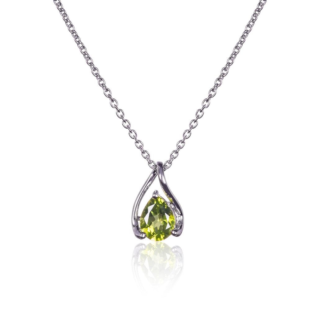 925 Sterling Silver Peridot Gemstone Pendant Necklace - namana.london