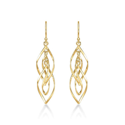 Gold Plated Long Spiral Dangling Earrings for Women - namana.london