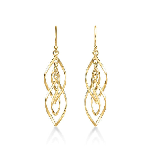 Gold Plated Long Spiral Dangling Earrings for Women - namana.london