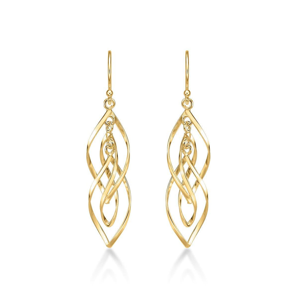 Gold Plated Long Spiral Dangling Earrings for Women - namana.london
