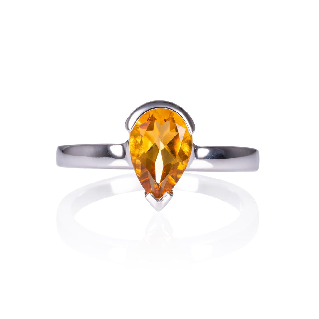 Pear Shaped Citrine Ring for Women in 925 Sterling Silver - namana.london